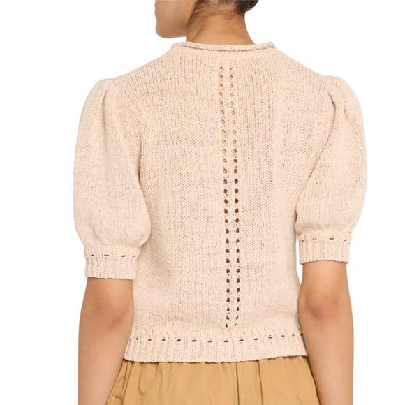 Ulla Johnson Pia Knit Puff Sleeve Top in Cowrie M - Picture 3 of 4